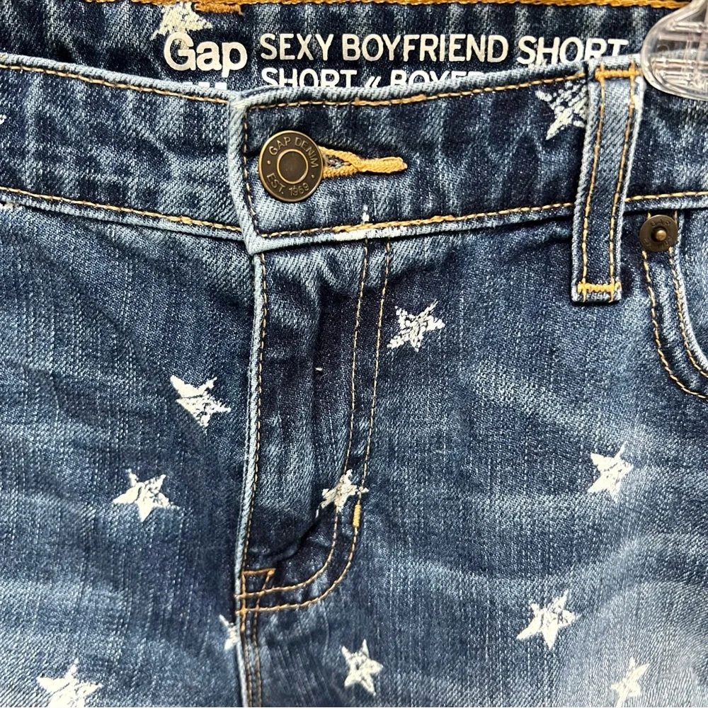 90's GAP Star Print Boyfriend Jean Shorts Faded‎ Trushed Distressed Grunge Goth